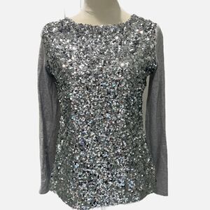Talbots sequin long sleeve top